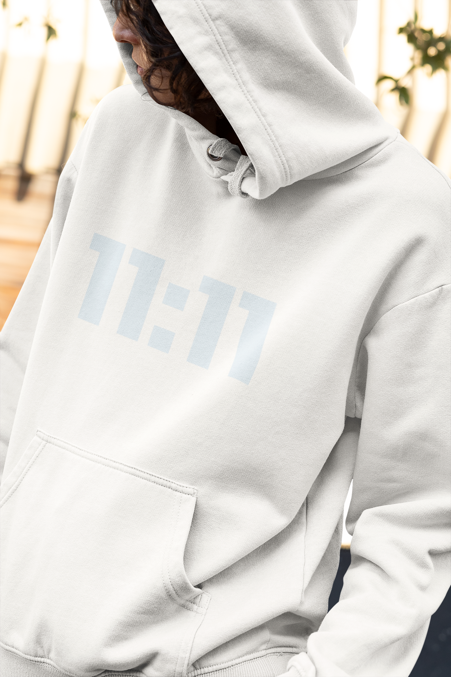 “11:11” Angel Numbers - Graphic Premium Comfort Hoodie- Minimalist Ice Blue “11:11” Design by Holy Savage