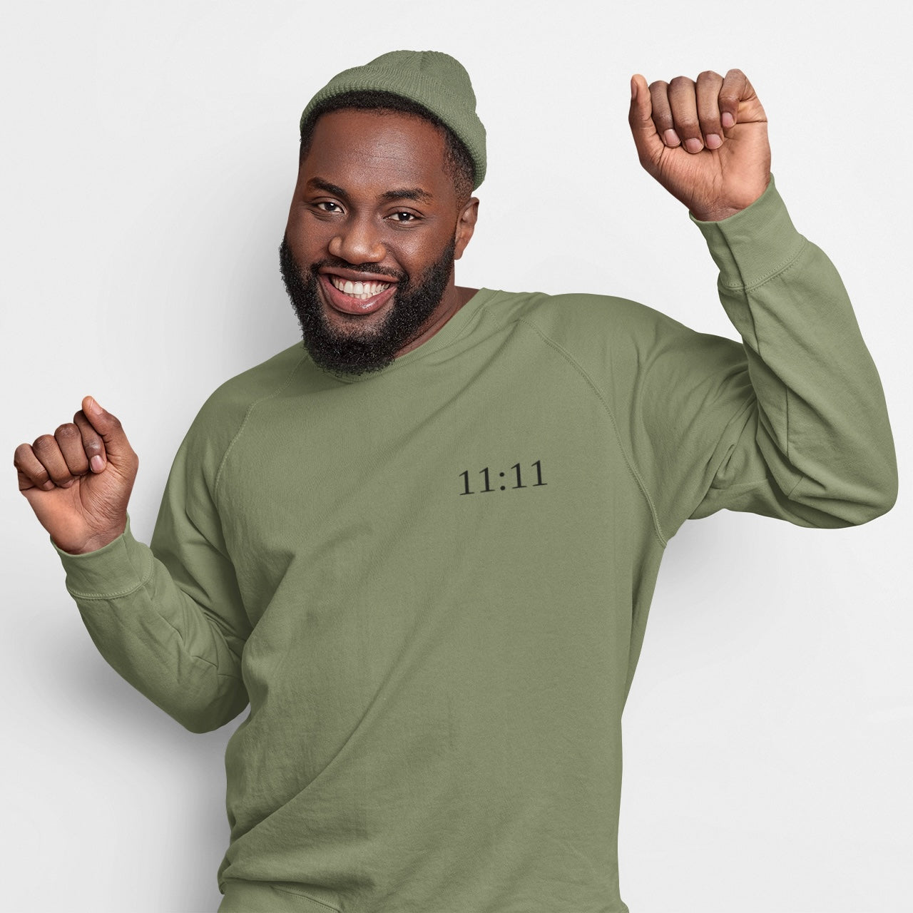 “11:11” Angel Numbers - Minimalist Black Design - Comfy Crewneck Sweatshirt by Holy Savage