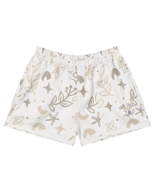 Recycled Athletic Shorts - "Soft Sandstorm" Neutrals Print by Holy Savage
