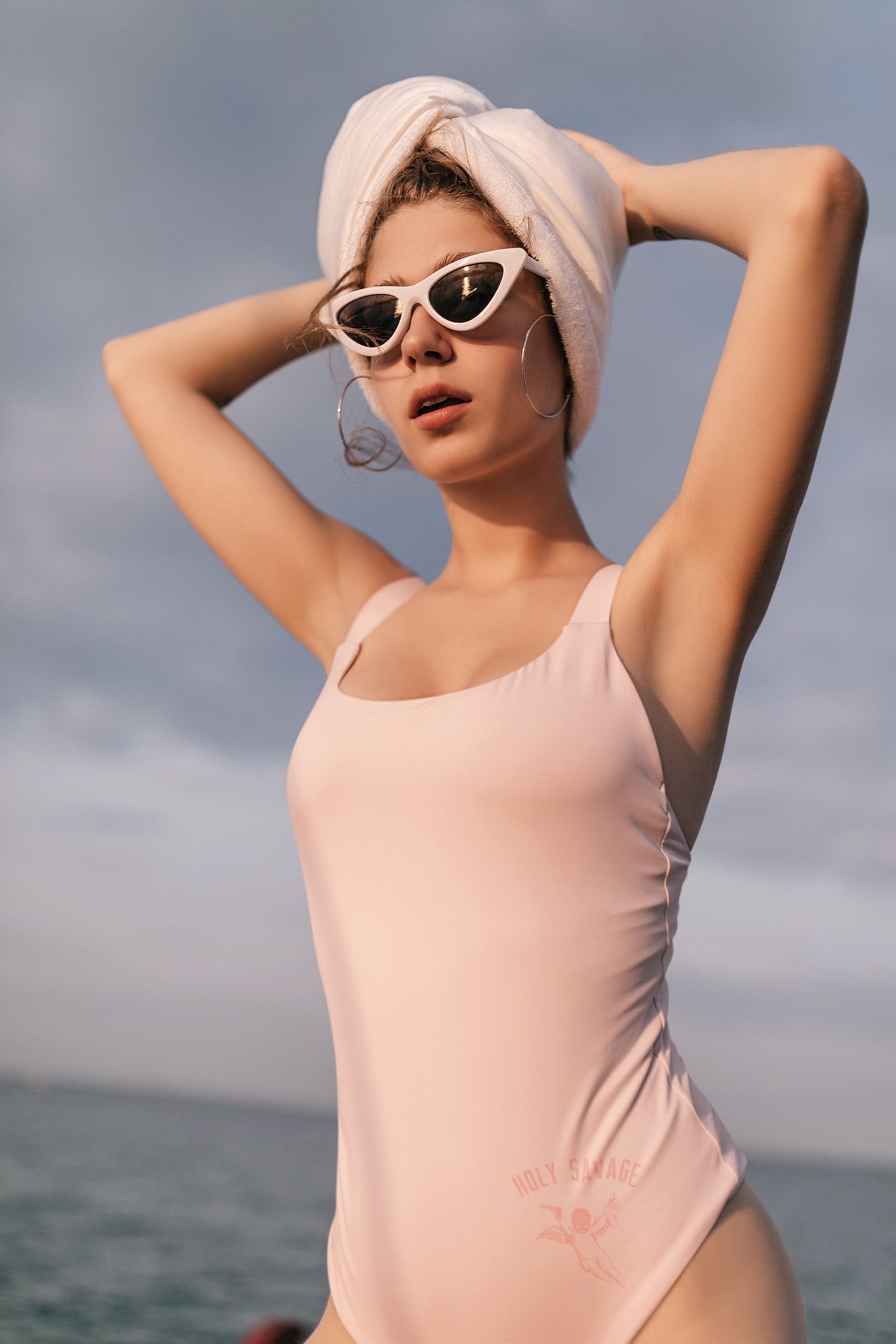 Classic One-Piece Swimsuit "Pink Whisper" - Low Back Cheeky Fit by Holy Savage