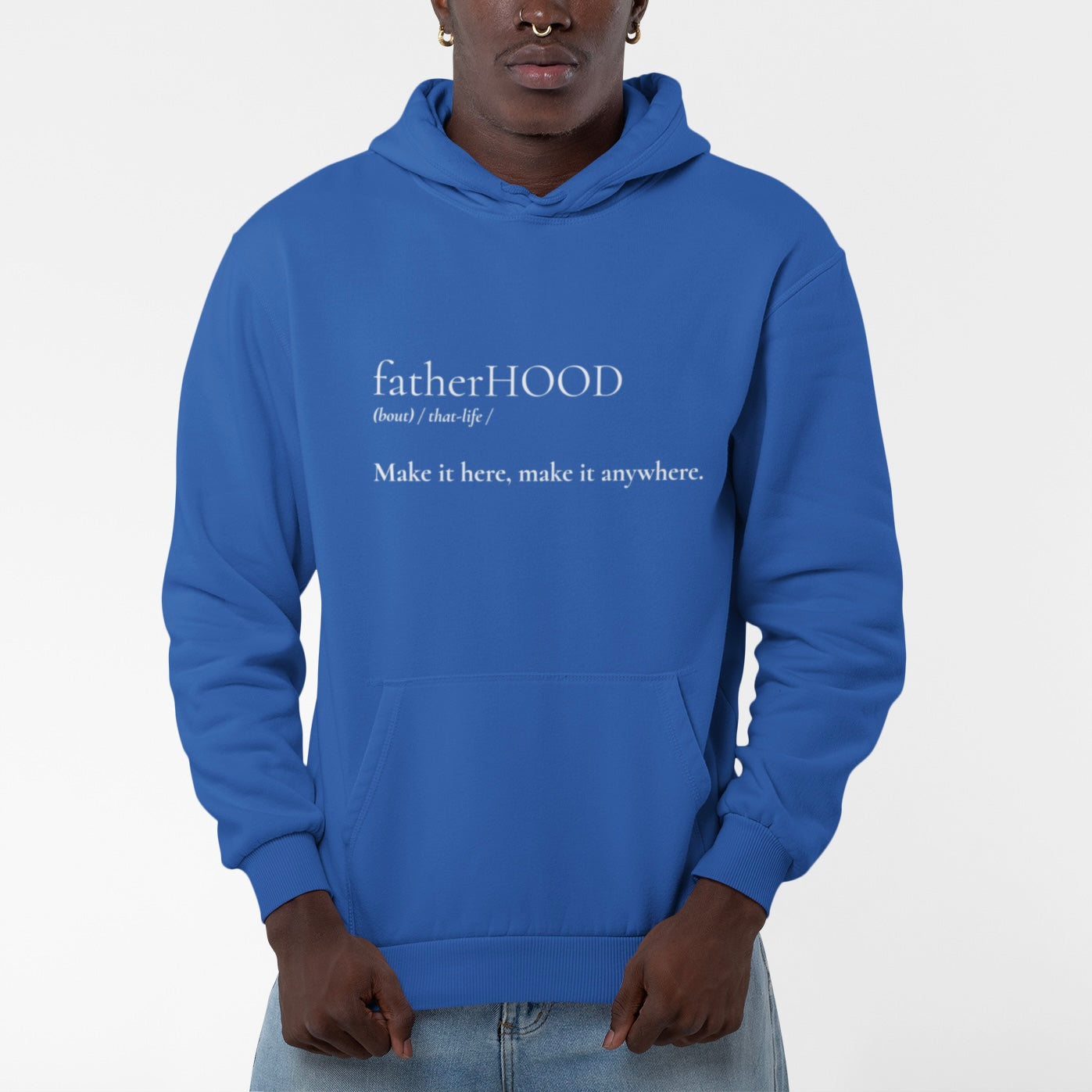 Graphic Premium Comfort Dad’s Hoodie - Minimalist “FatherHOOD”design by Holy Savage