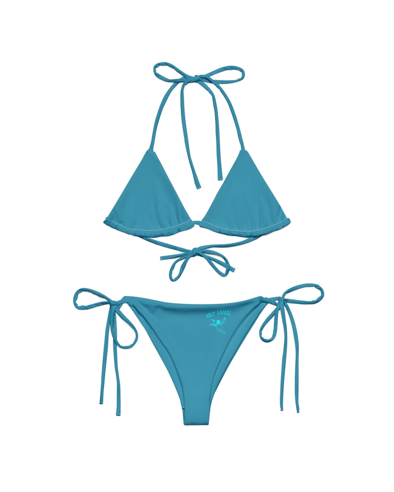 Recycled String Bikini - “Aqua Lagoon" Tie Style Set by Holy Savage