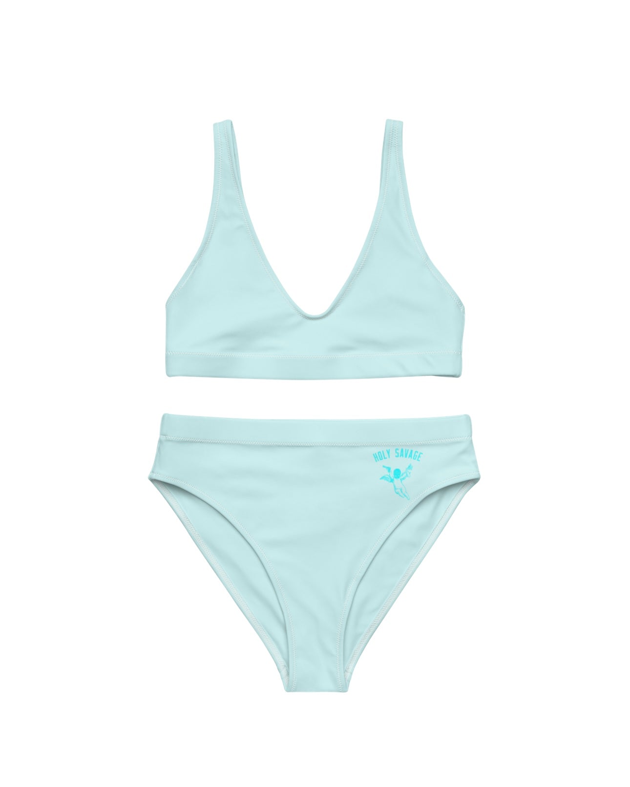Recycled High-Waist Bikini Set Clean Cut Classic Fit - "Soft Sea Foam" by Holy Savage
