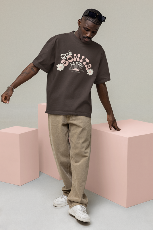 Premium Graphic T-Shirt "Que Bonita La Vida" Bright Light Pink Print by Holy Savage
