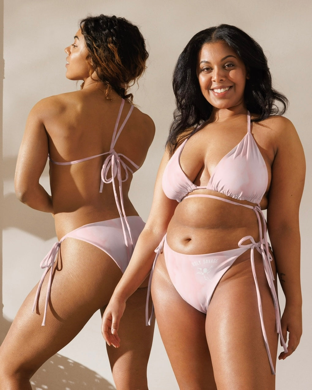 Recycled String Bikini - "Pink Cloud Nine" Tie Style Set by Holy Savage