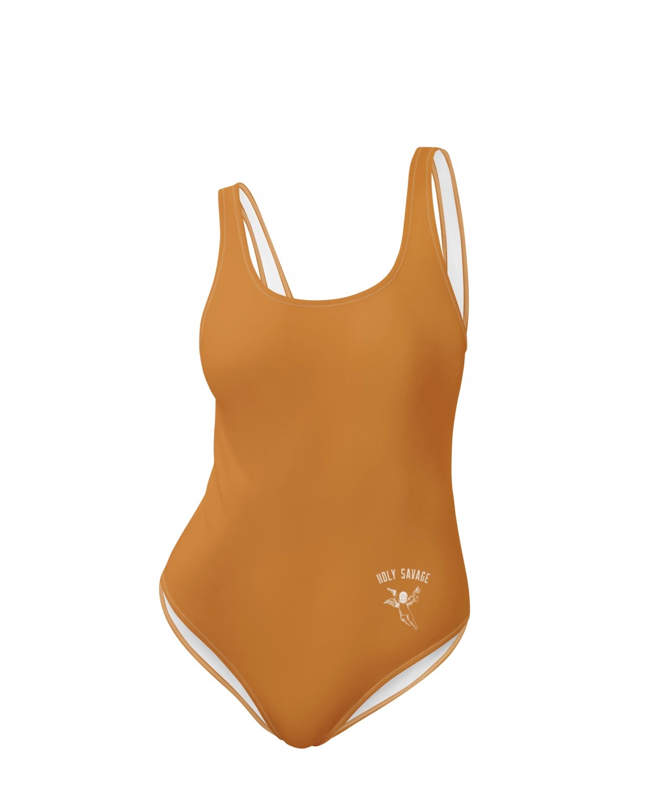 Classic One-Piece Swimsuit "Golden Hour" Burnt Orange - Low Back Cheeky Fit by Holy Savage