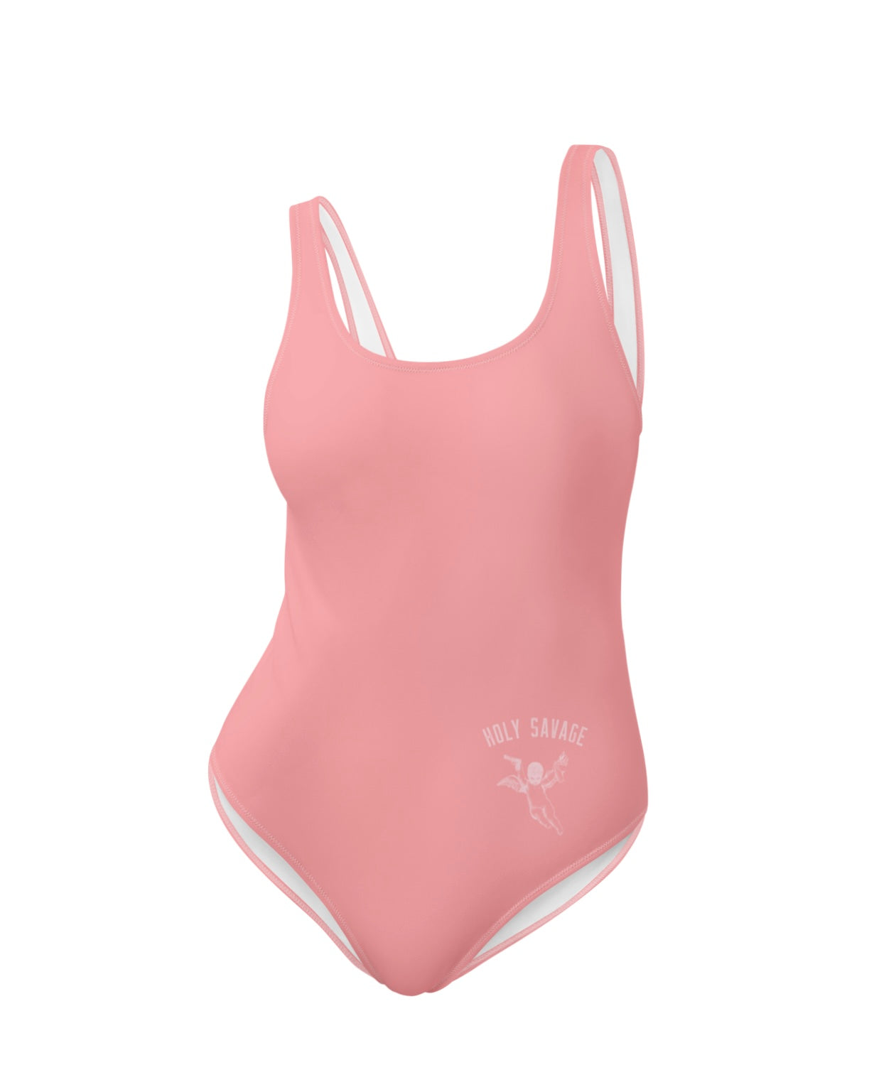 Classic One-Piece Swimsuit "Bubbleblush" Blush Pink - Low Back Cheeky Fit by Holy Savage