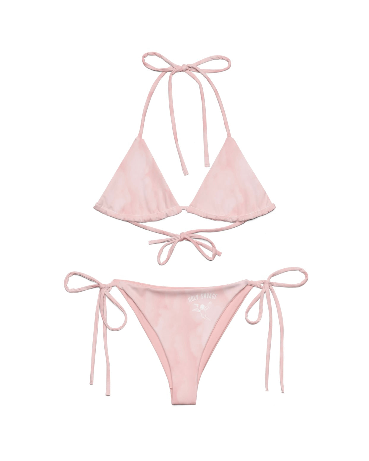 Recycled String Bikini - "Pink Cloud Nine" Tie Style Set by Holy Savage