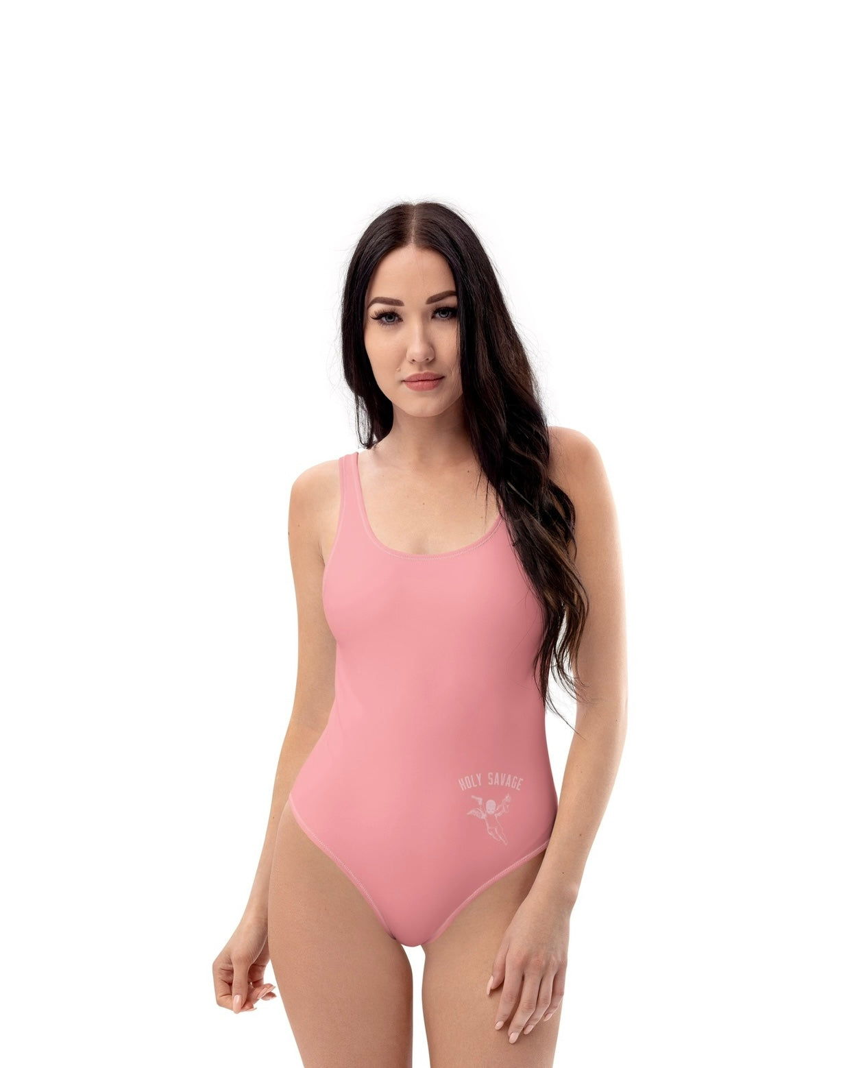 Classic One-Piece Swimsuit "Bubbleblush" Blush Pink - Low Back Cheeky Fit by Holy Savage