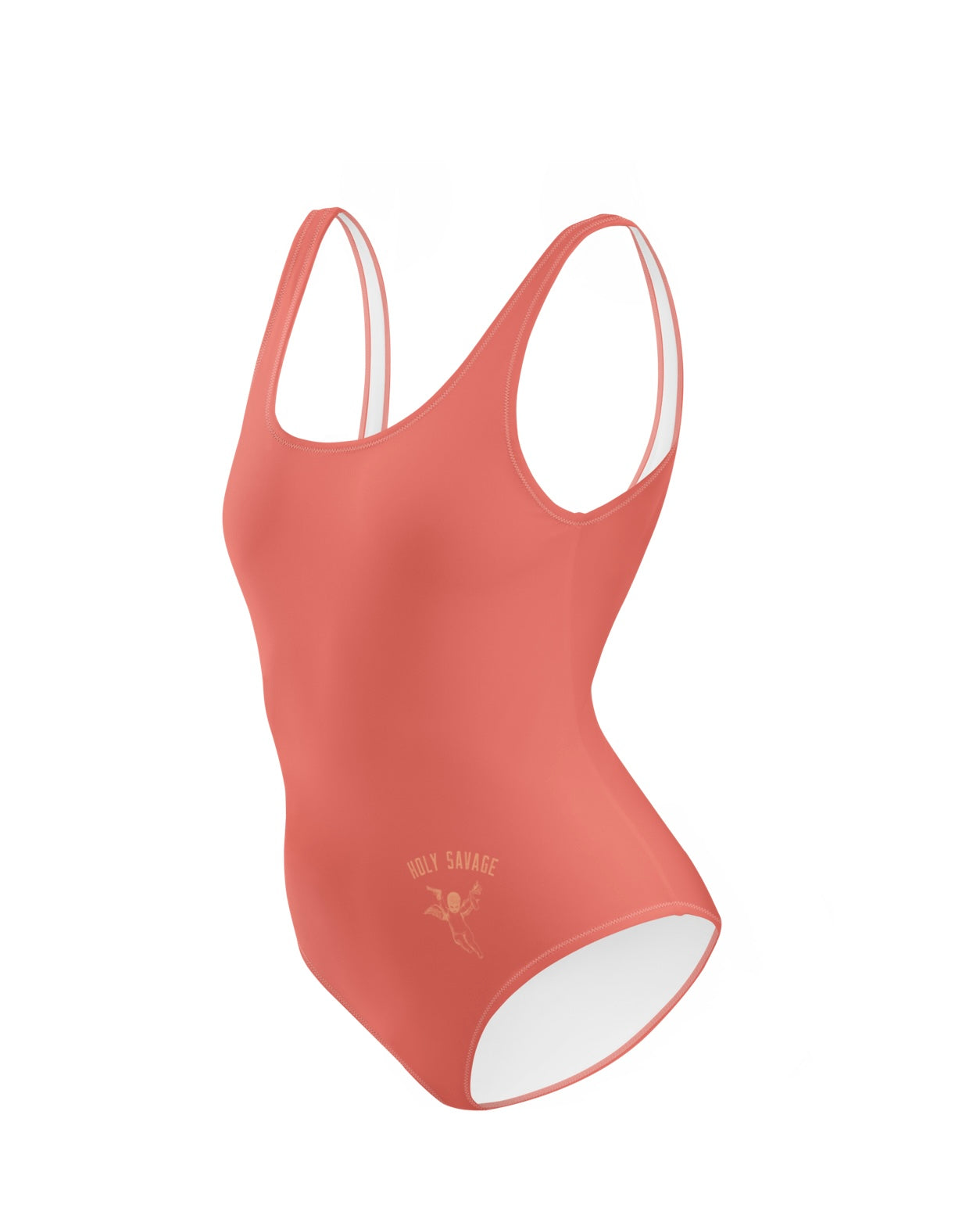 Classic One-Piece Swimsuit "Coral Reef" Bright Coral - Low Back Cheeky Fit by Holy Savage