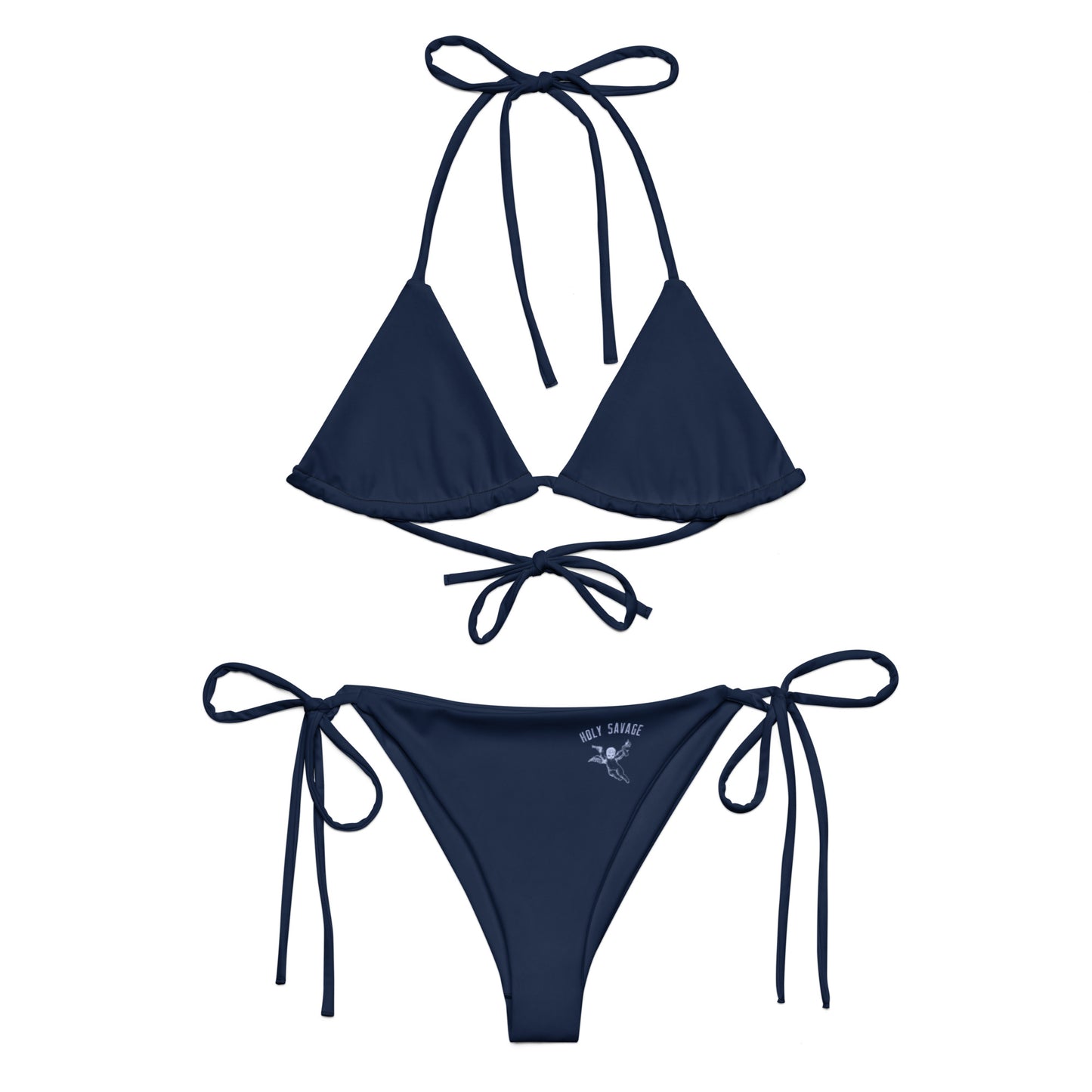 Recycled String Bikini - "Midnight Tide" Tie Style Set by Holy Savage
