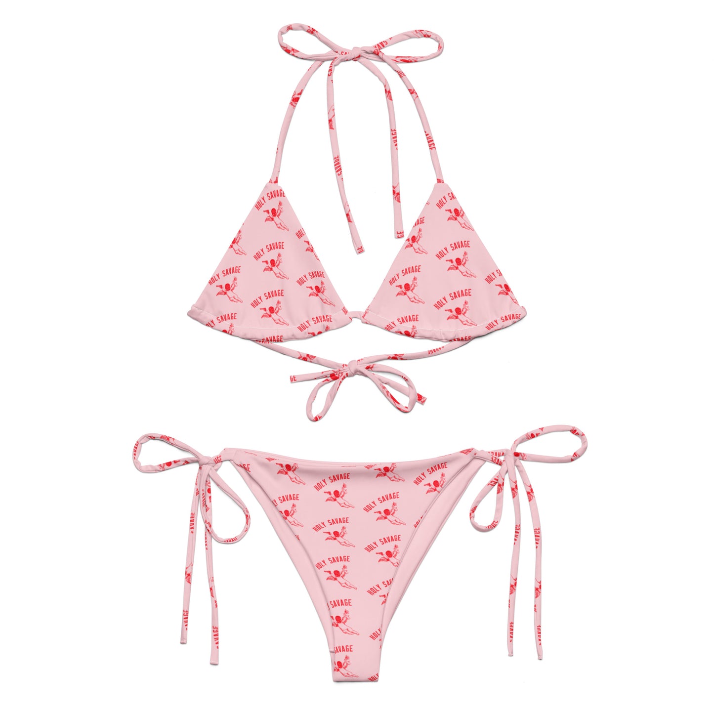 Recycled String Bikini - "Red Baby" Tie Style Set by Holy Savage