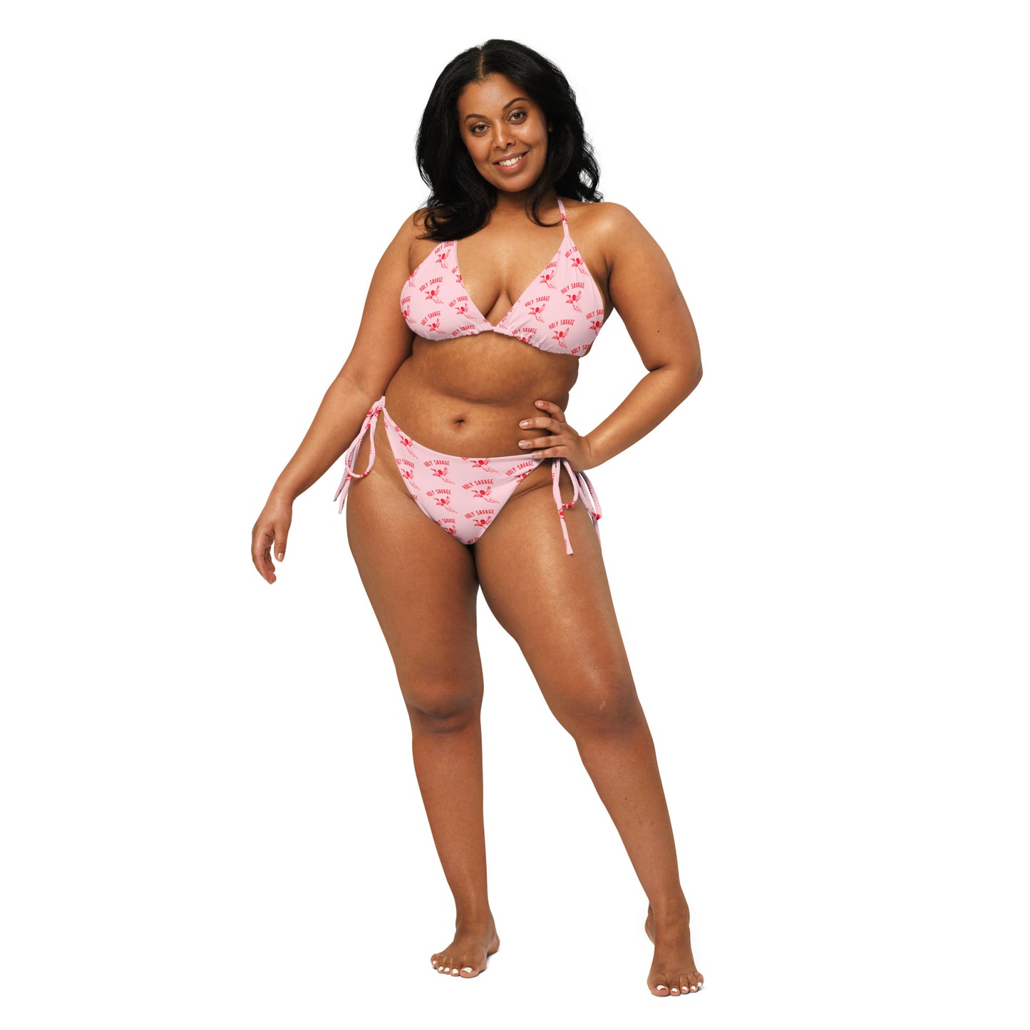Recycled String Bikini - "Red Baby" Tie Style Set by Holy Savage