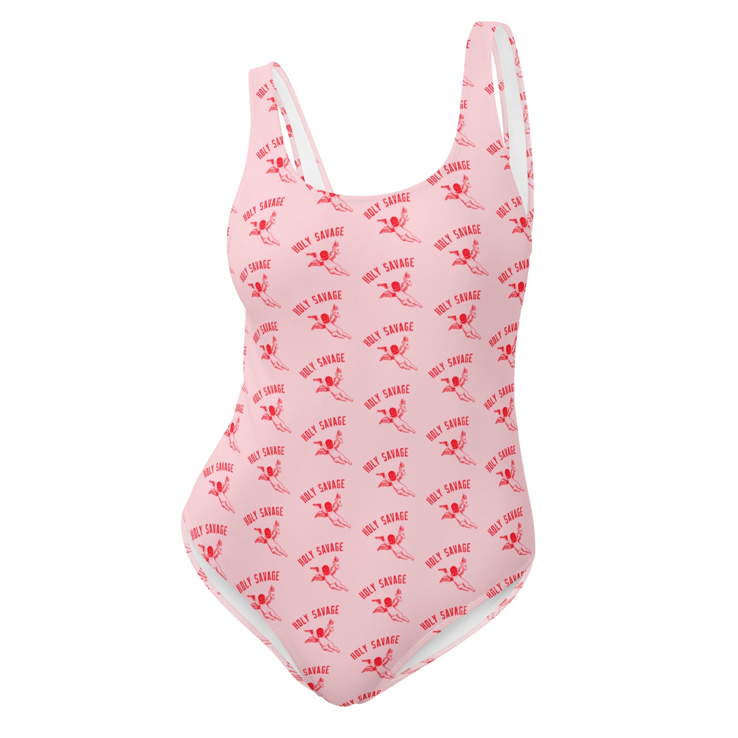 Classic One-Piece Swimsuit "Red Baby" Red and Pink - Low Back Cheeky Fit by Holy Savage