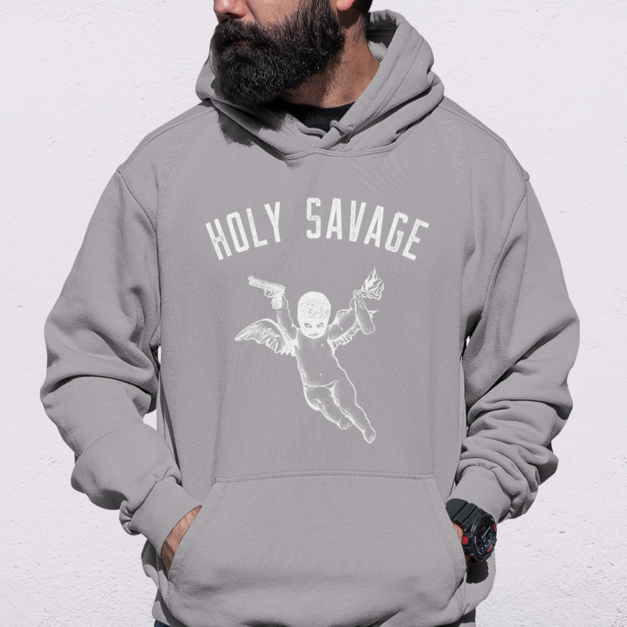 Graphic Hoodie - White Classic - Premium Comfort by Holy Savage