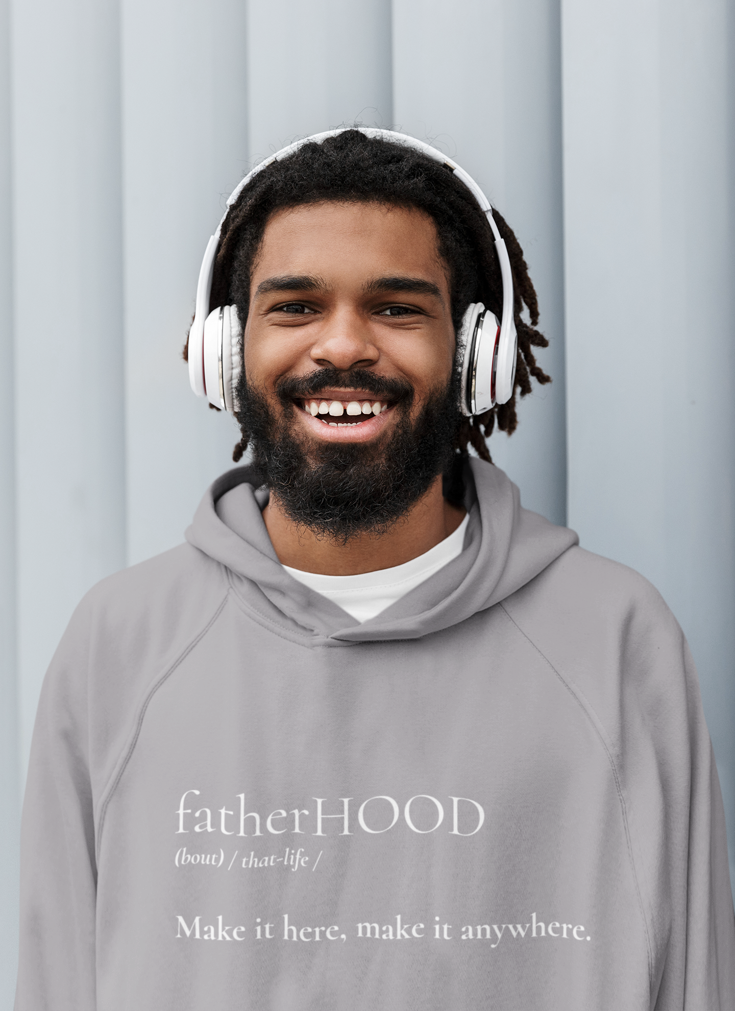 Graphic Premium Comfort Dad’s Hoodie - Minimalist “FatherHOOD”design by Holy Savage