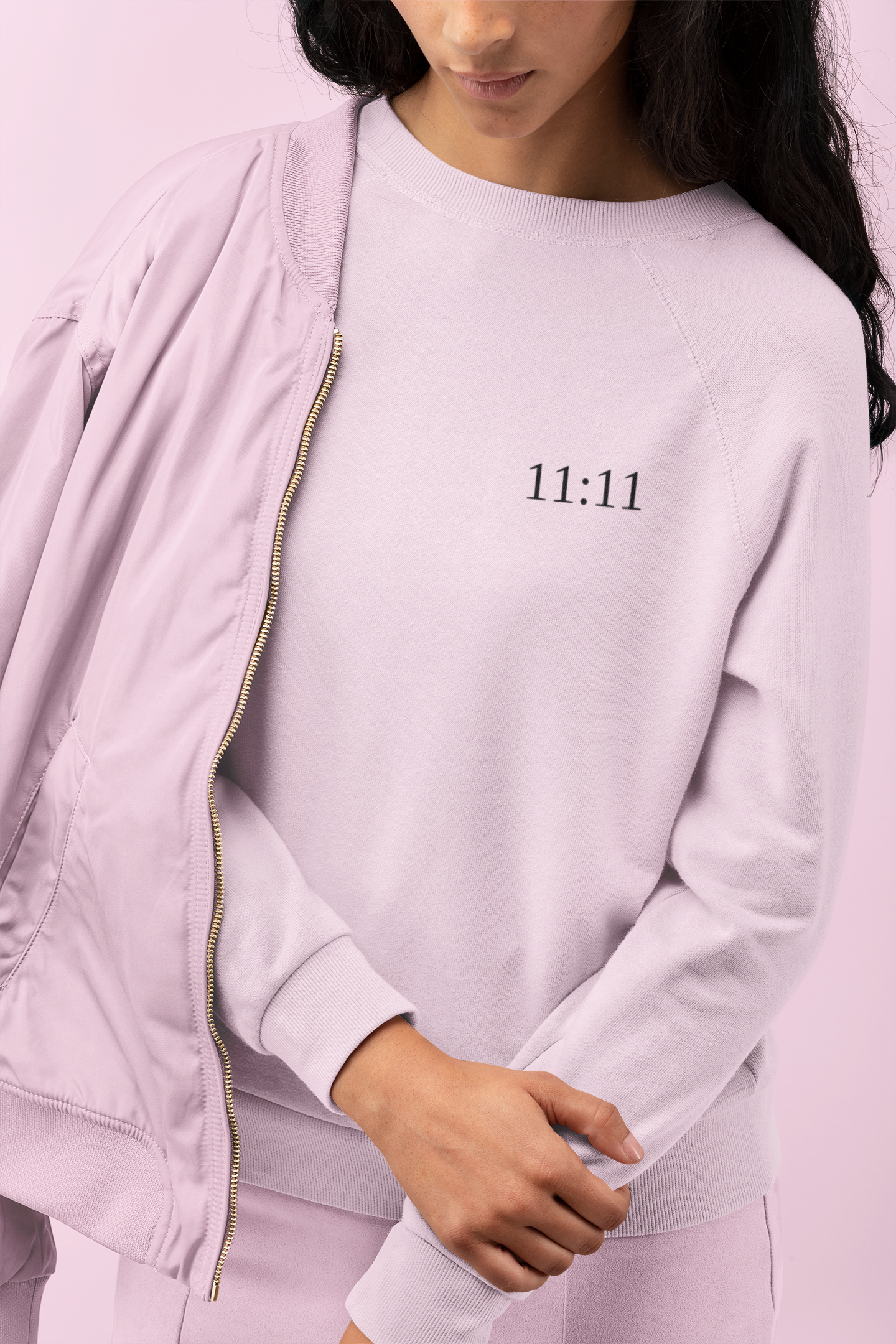 “11:11” Angel Numbers - Minimalist Black Design - Comfy Crewneck Sweatshirt by Holy Savage