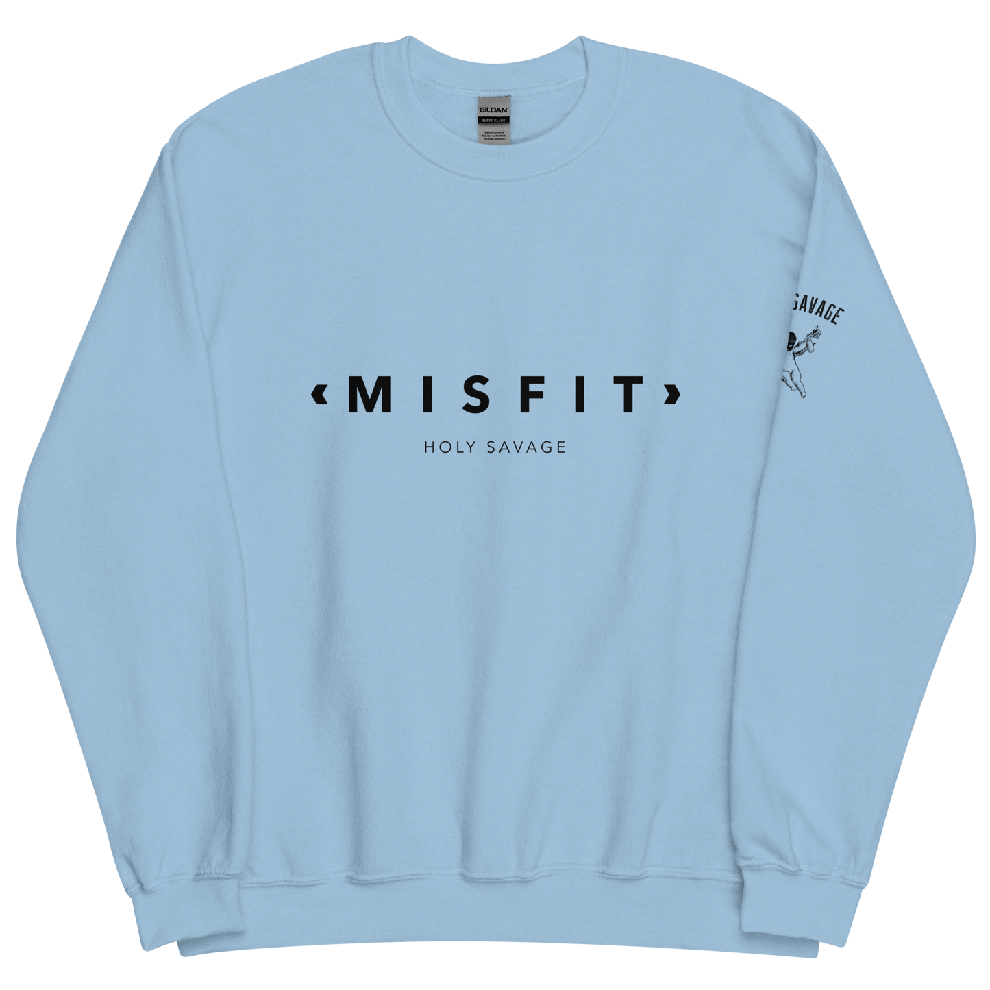 Comfy Crewneck Graphic Sweatshirt - Minimalist “Misfit” Black Design by Holy Savage