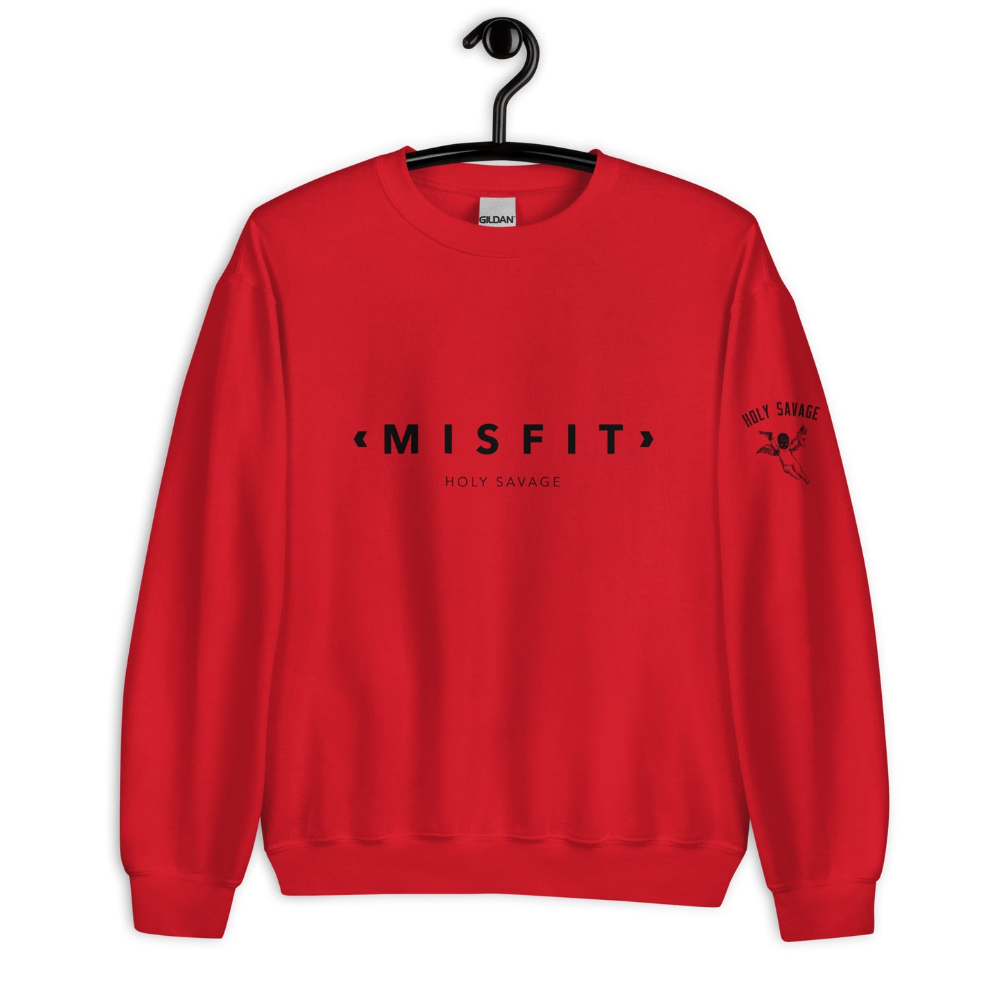 Comfy Crewneck Graphic Sweatshirt - Minimalist “Misfit” Black Design by Holy Savage