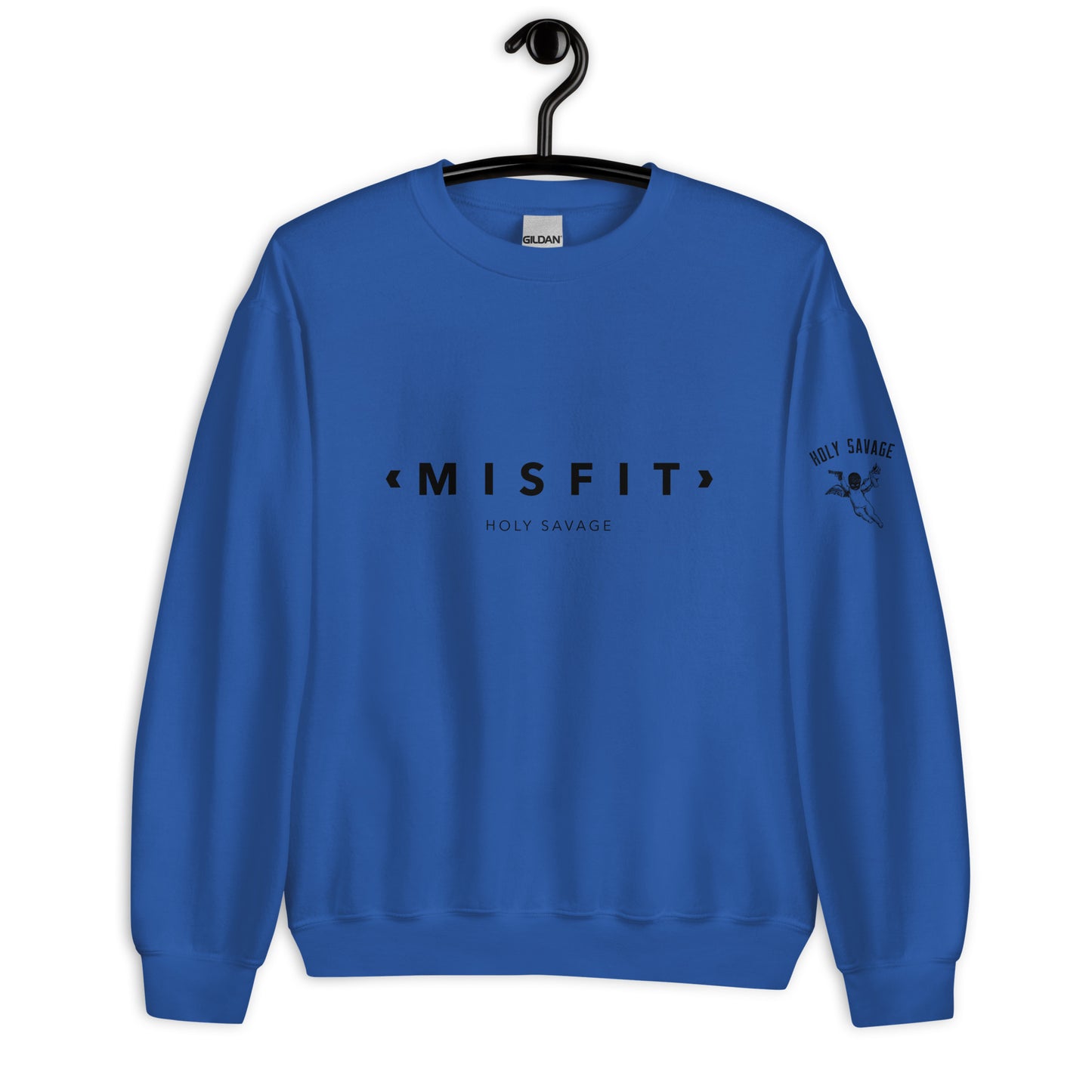 Comfy Crewneck Graphic Sweatshirt - Minimalist “Misfit” Black Design by Holy Savage
