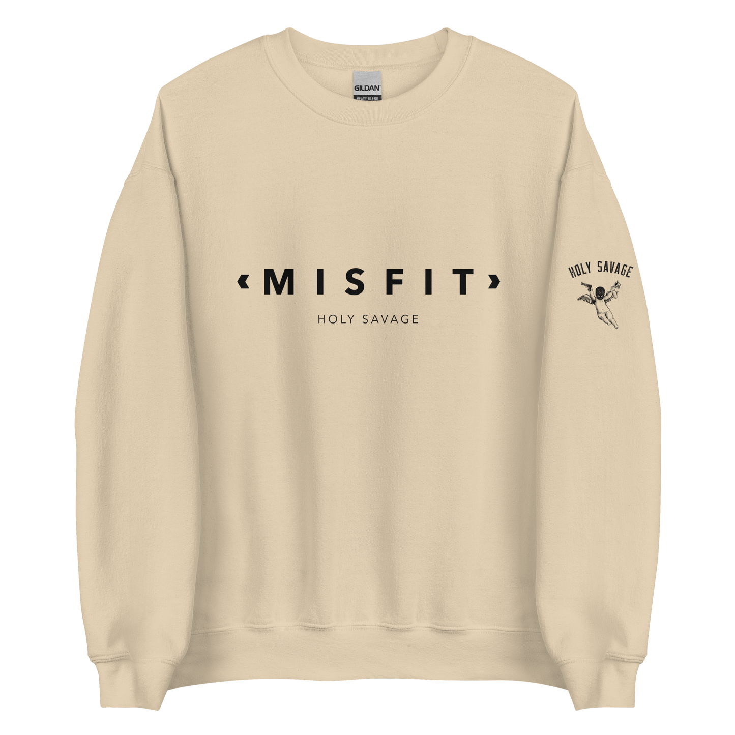 Comfy Crewneck Graphic Sweatshirt - Minimalist “Misfit” Black Design by Holy Savage