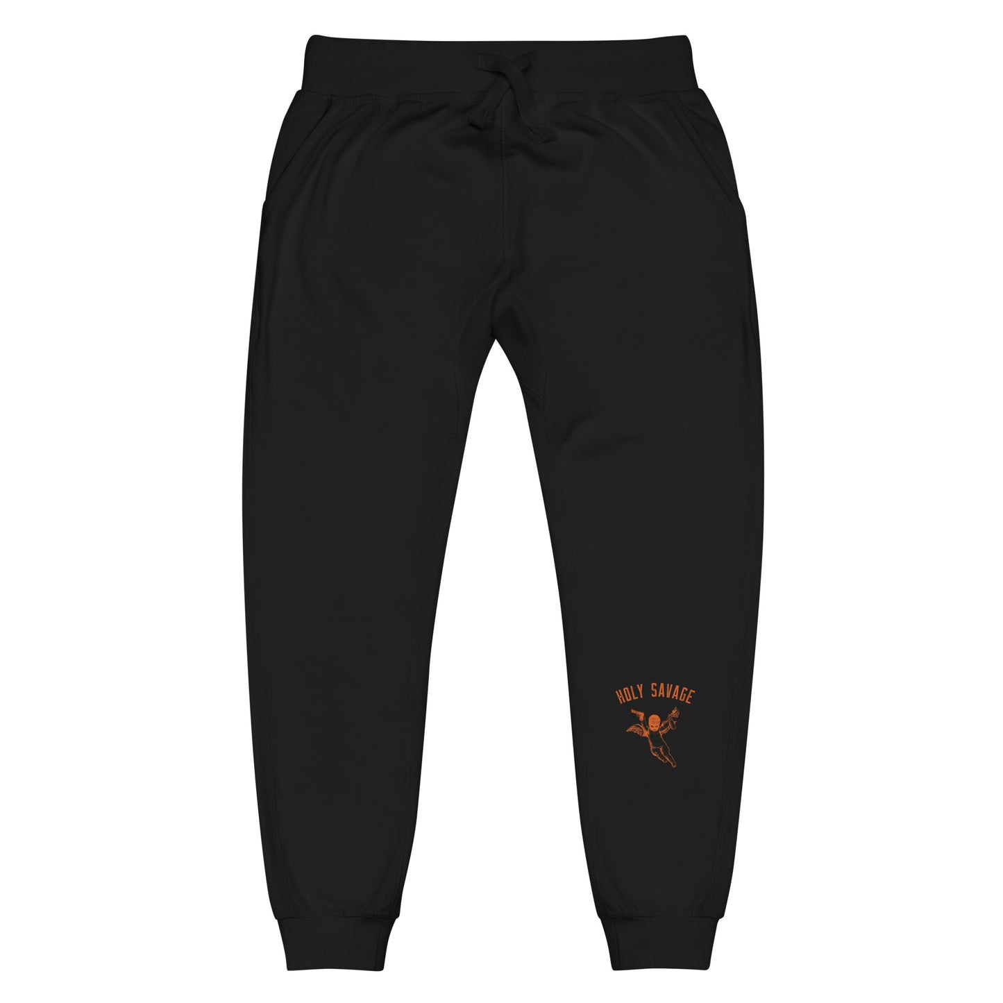 Fleece Lined Joggers Sweatpants Premium Comfort - Minimalist Orange “Holy Savage” Design