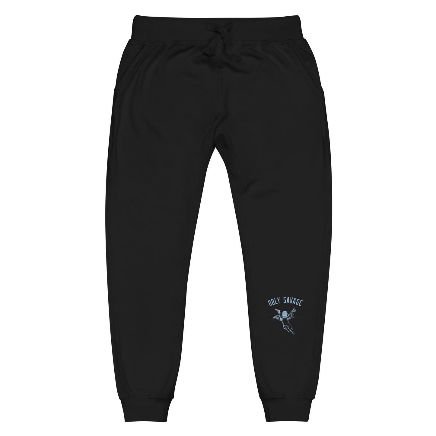 Fleece Lined Joggers Sweatpants Premium Comfort - Minimalist Ice Blue “Holy Savage” Design