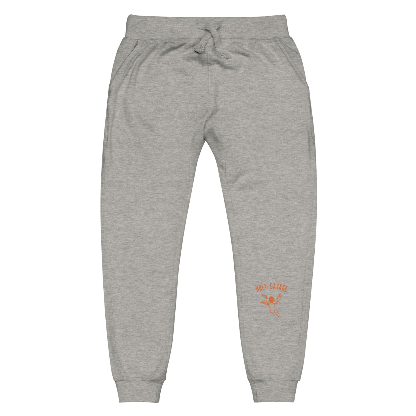 Fleece Lined Joggers Sweatpants Premium Comfort - Minimalist Orange “Holy Savage” Design