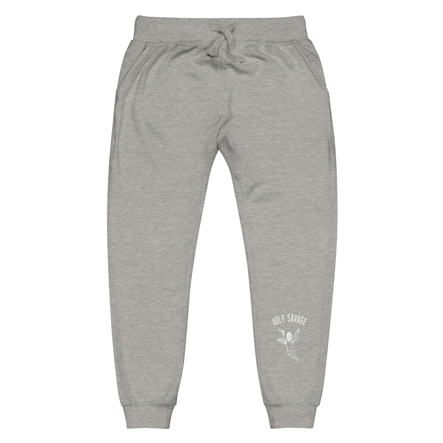 Fleece Lined Joggers Sweatpants Premium Comfort - Minimalist White “Holy Savage” Design
