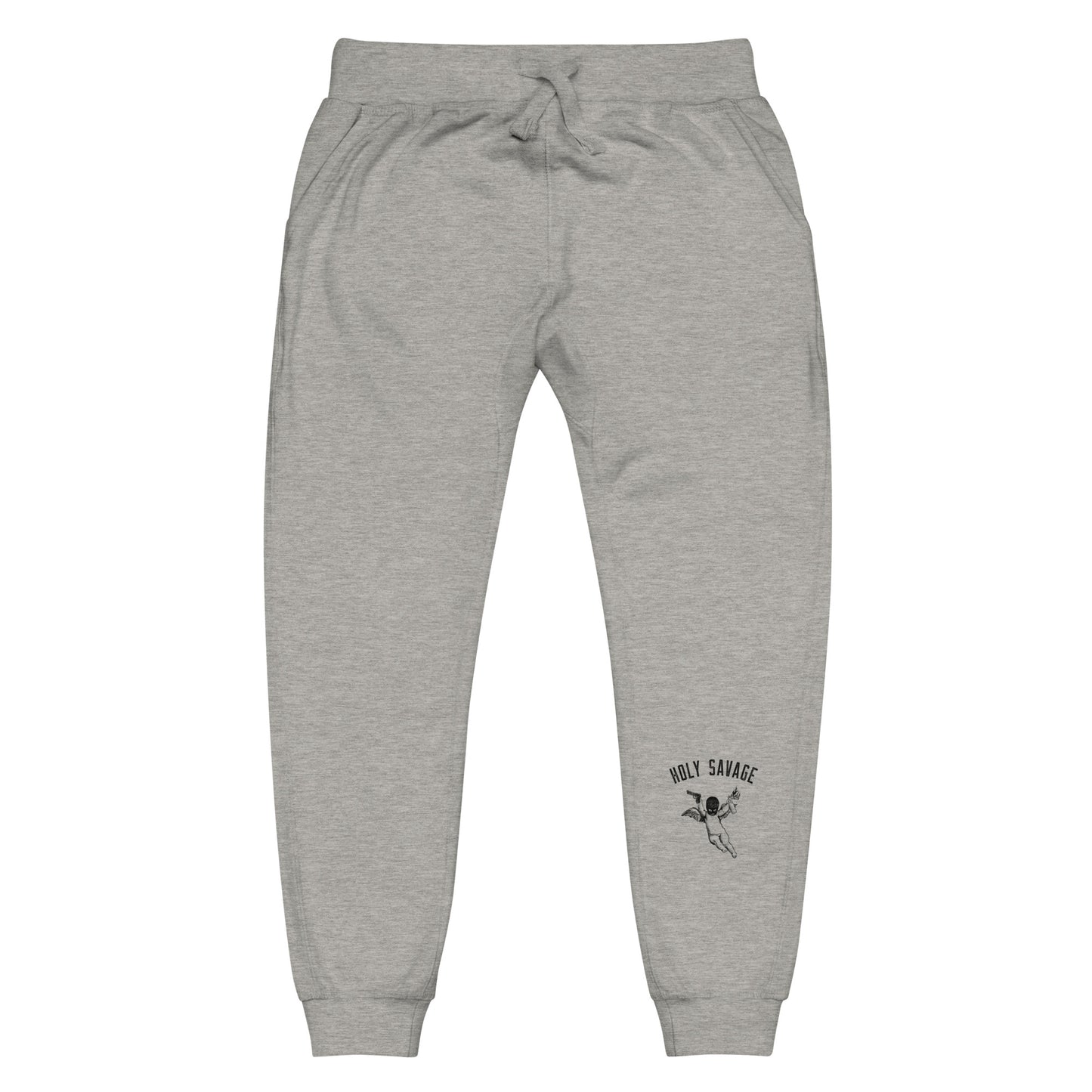 Fleece Lined Joggers Sweatpants Premium Comfort - Minimalist Black “Holy Savage” Design