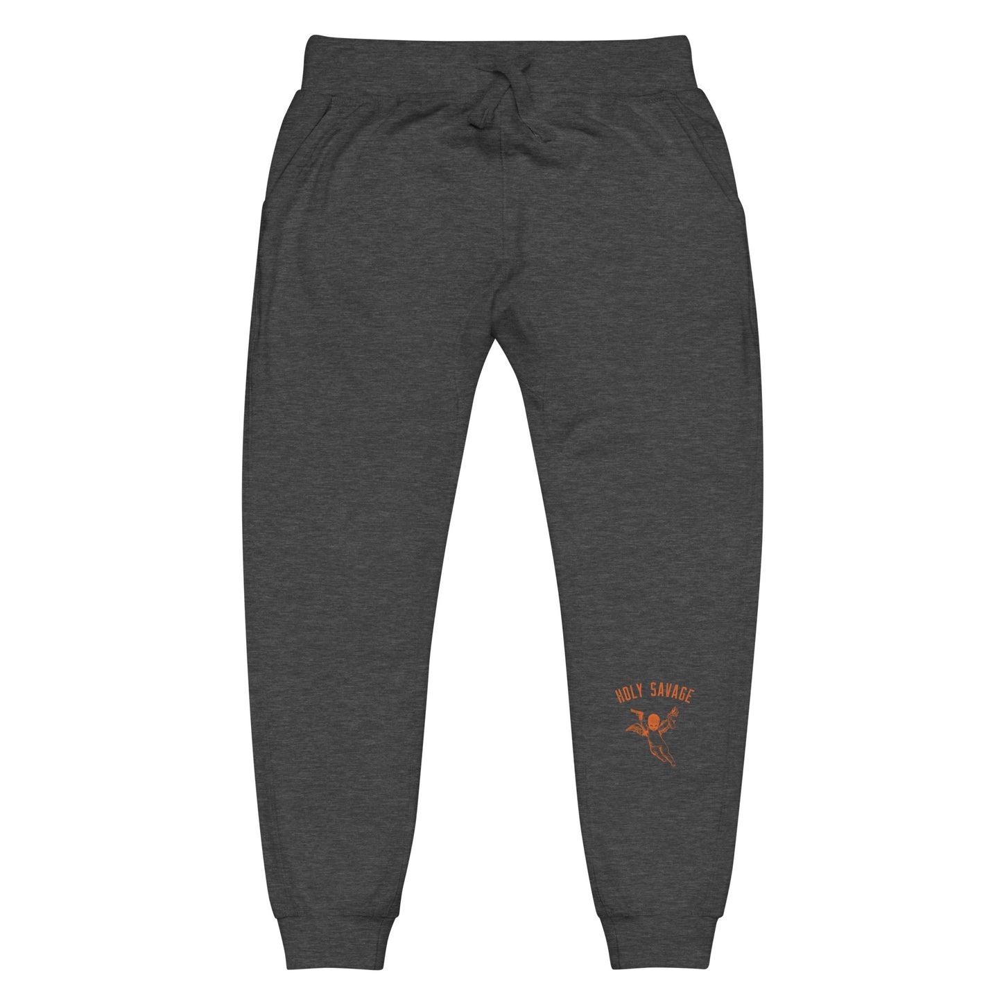 Fleece Lined Joggers Sweatpants Premium Comfort - Minimalist Orange “Holy Savage” Design