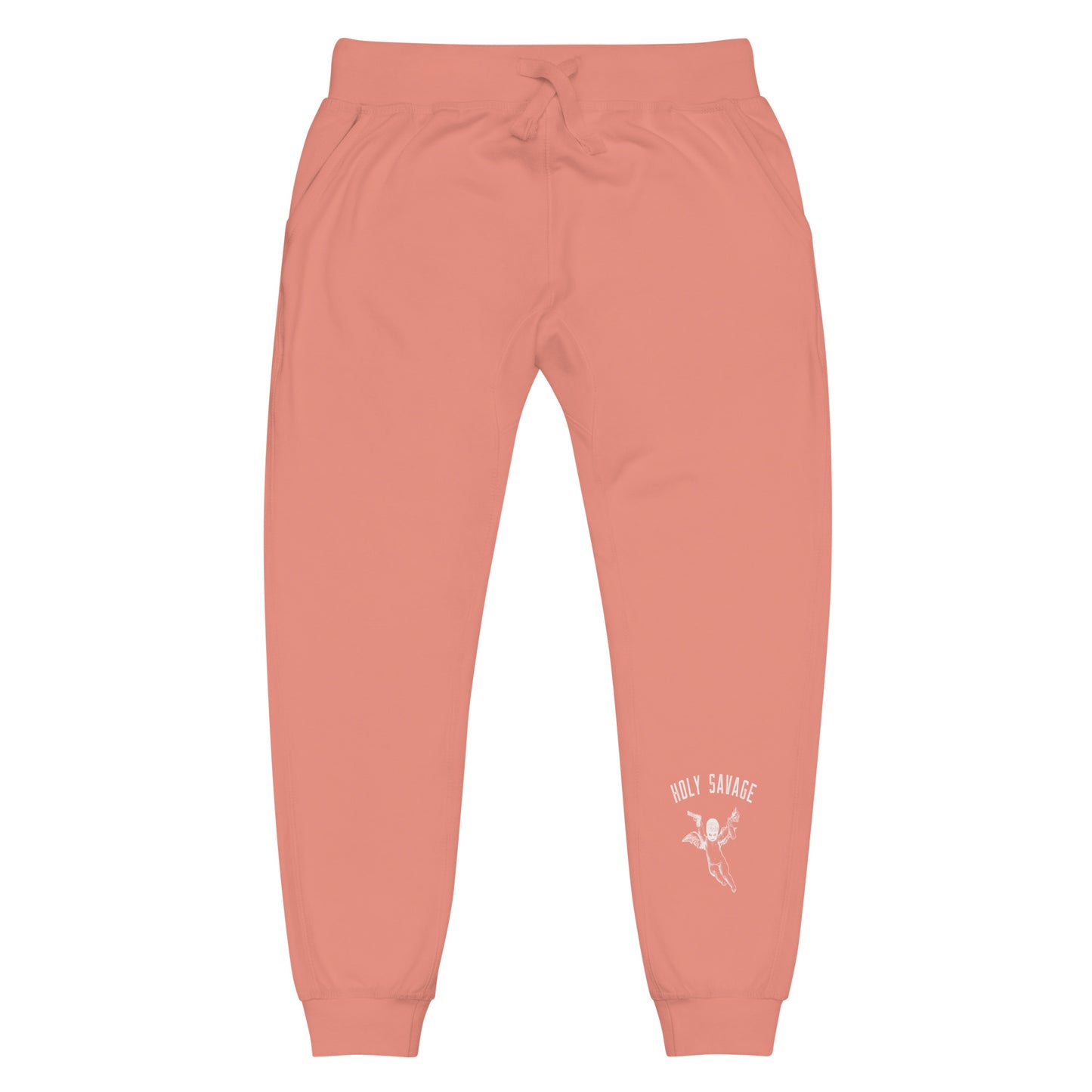 Fleece Lined Joggers Sweatpants Premium Comfort - Minimalist White “Holy Savage” Design