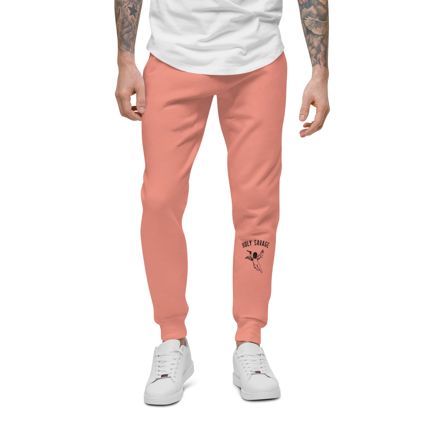 Fleece Lined Joggers Sweatpants Premium Comfort - Minimalist Black “Holy Savage” Design
