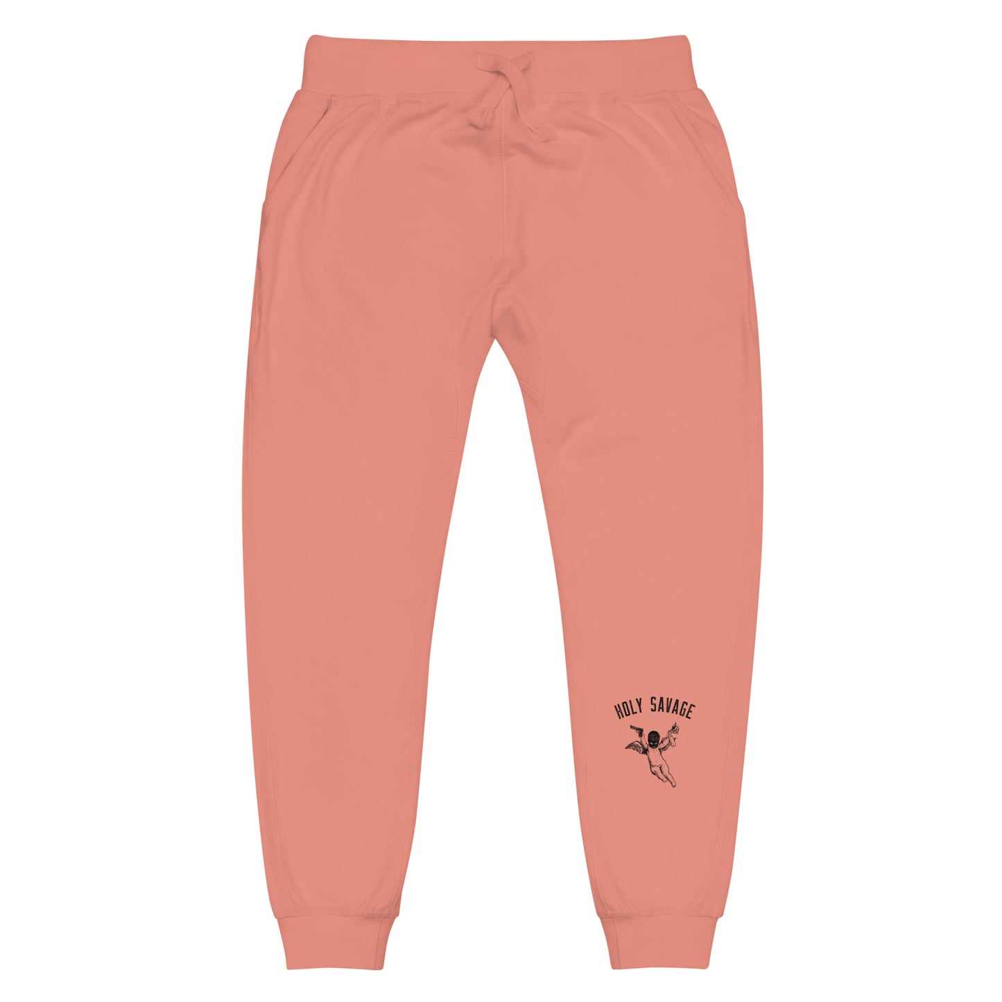 Fleece Lined Joggers Sweatpants Premium Comfort - Minimalist Black “Holy Savage” Design