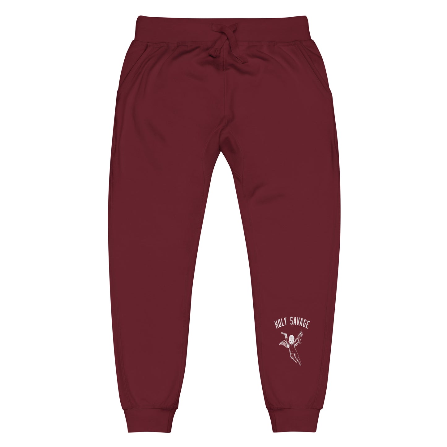 Fleece Lined Joggers Sweatpants Premium Comfort - Minimalist White “Holy Savage” Design