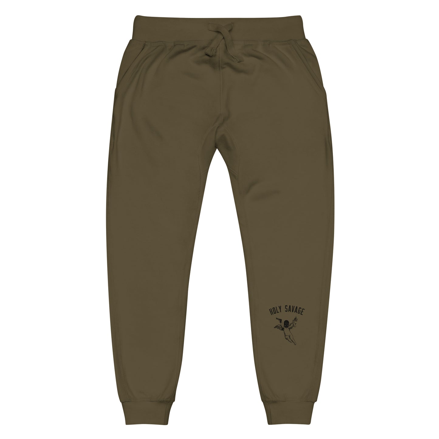 Fleece Lined Joggers Sweatpants Premium Comfort - Minimalist Black “Holy Savage” Design