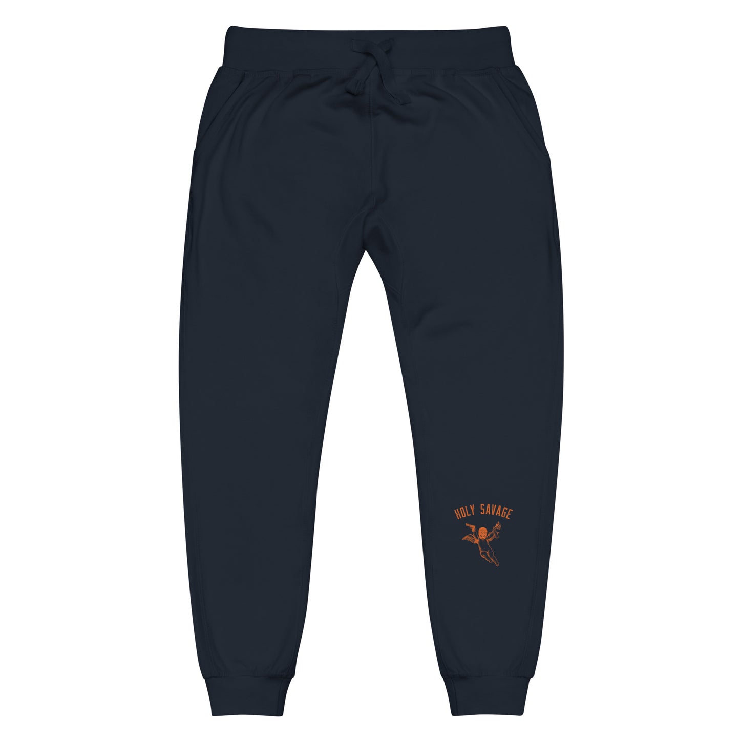 Fleece Lined Joggers Sweatpants Premium Comfort - Minimalist Orange “Holy Savage” Design