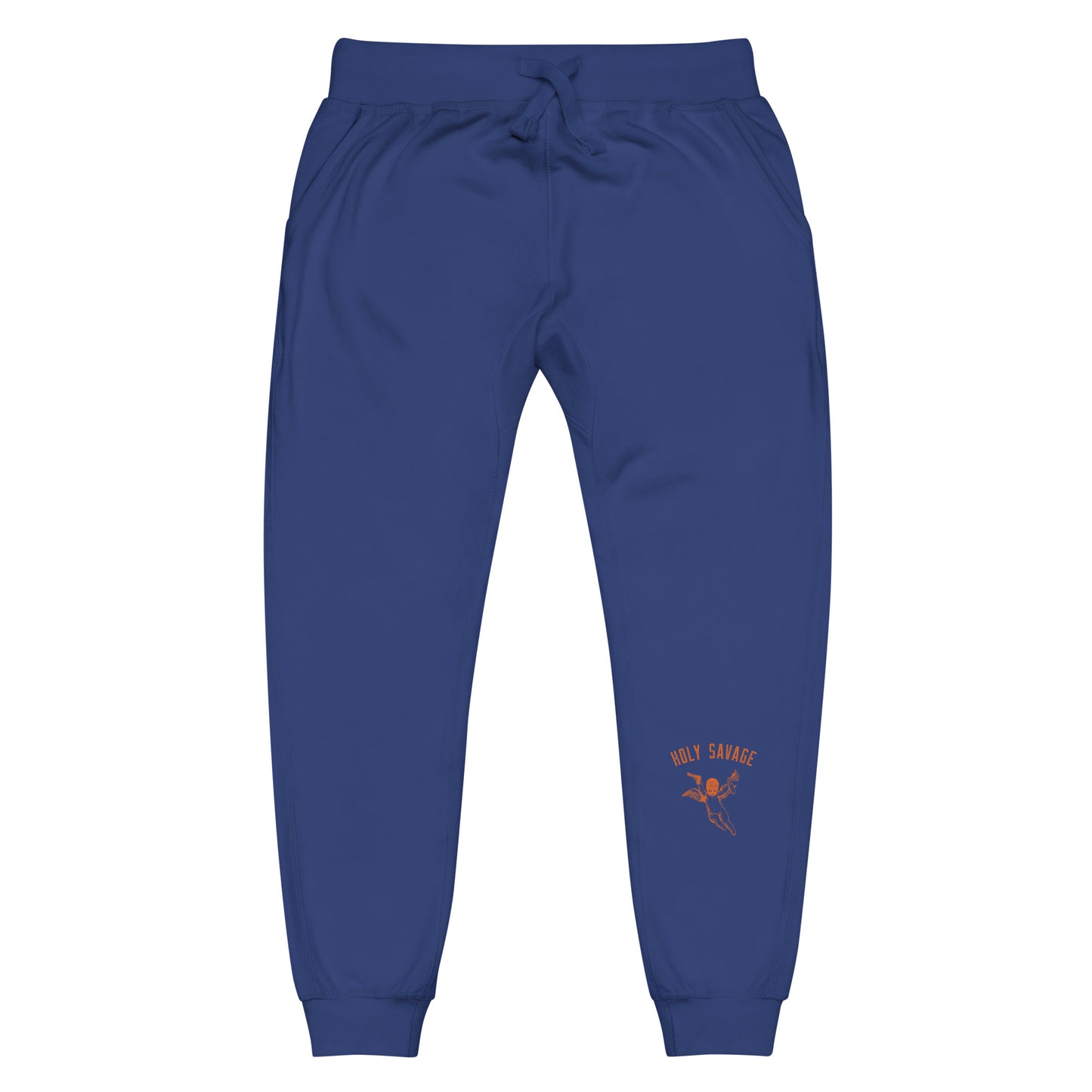 Fleece Lined Joggers Sweatpants Premium Comfort - Minimalist Orange “Holy Savage” Design