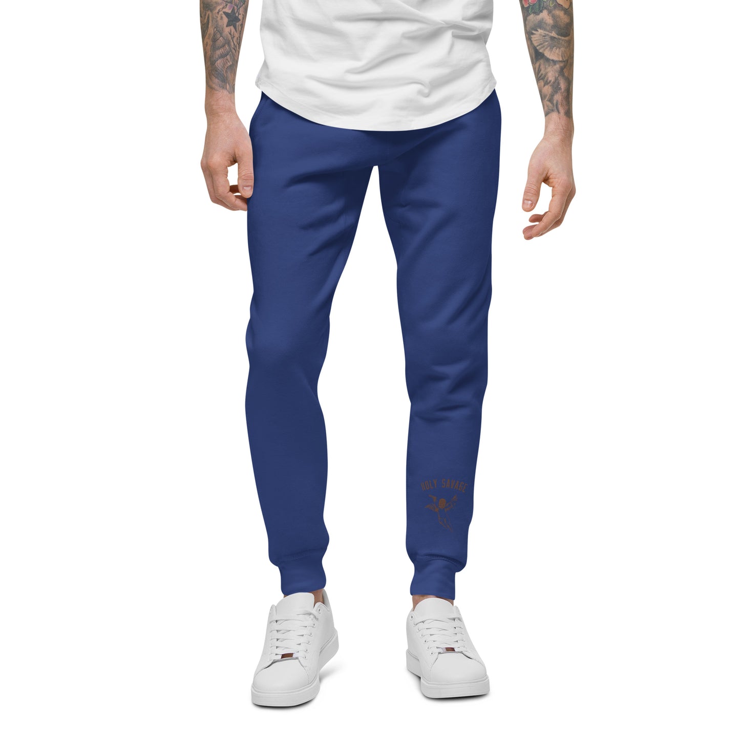 Fleece Lined Joggers Sweatpants Premium Comfort - Minimalist Brown “Holy Savage” Design