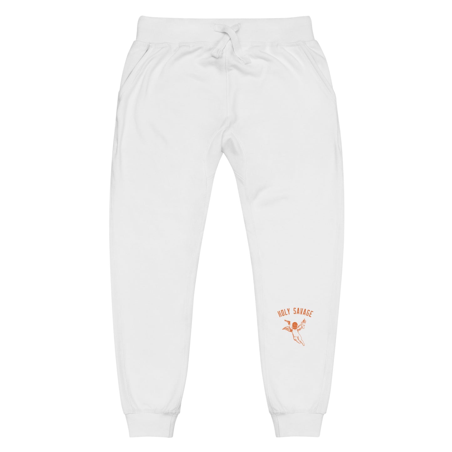 Fleece Lined Joggers Sweatpants Premium Comfort - Minimalist Orange “Holy Savage” Design