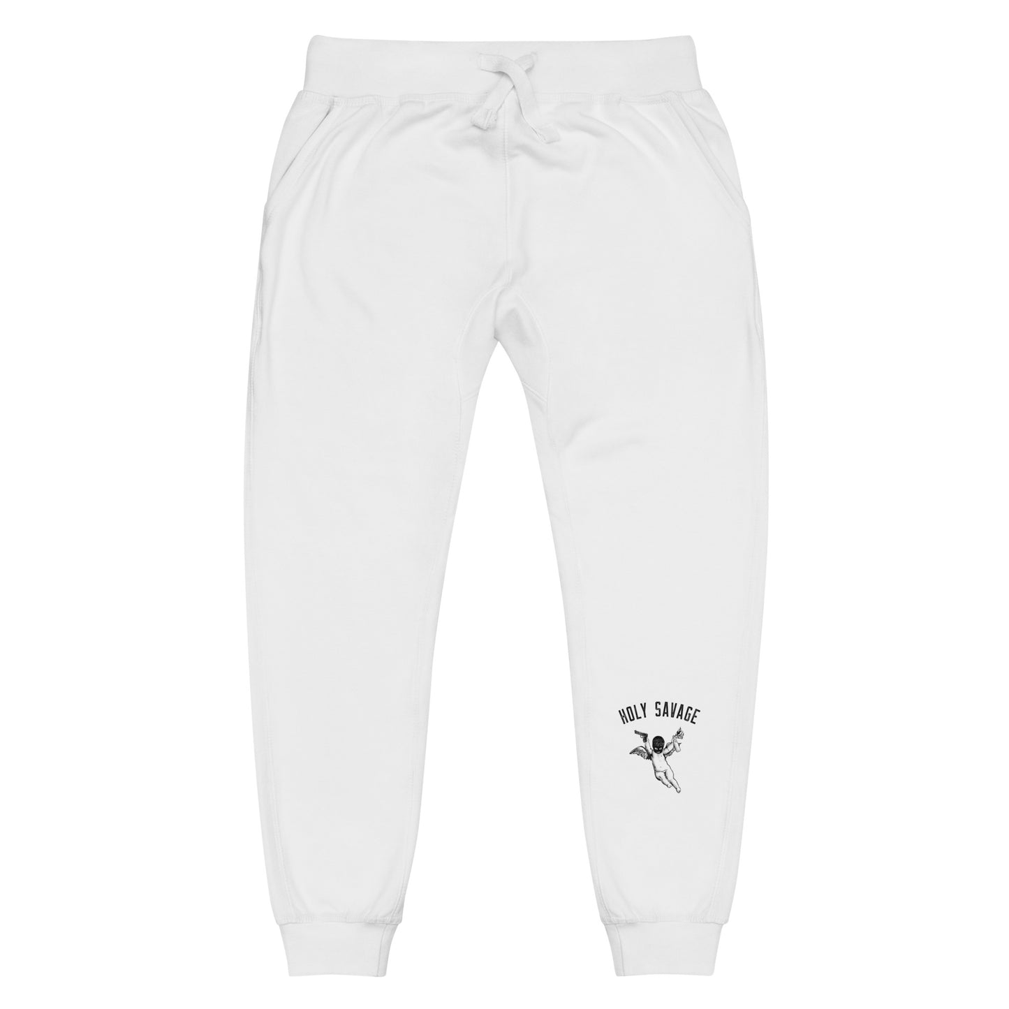 Fleece Lined Joggers Sweatpants Premium Comfort - Minimalist Black “Holy Savage” Design