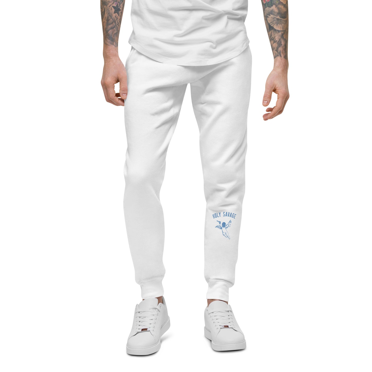 White Sweatpants Joggers Blue Holy Savage