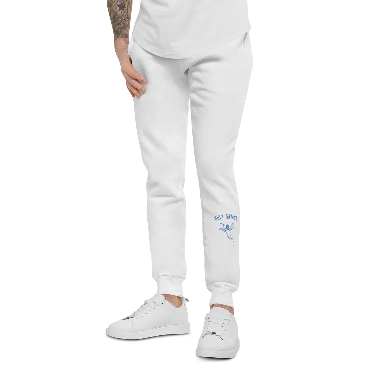 White Sweatpants Joggers Blue Holy Savage