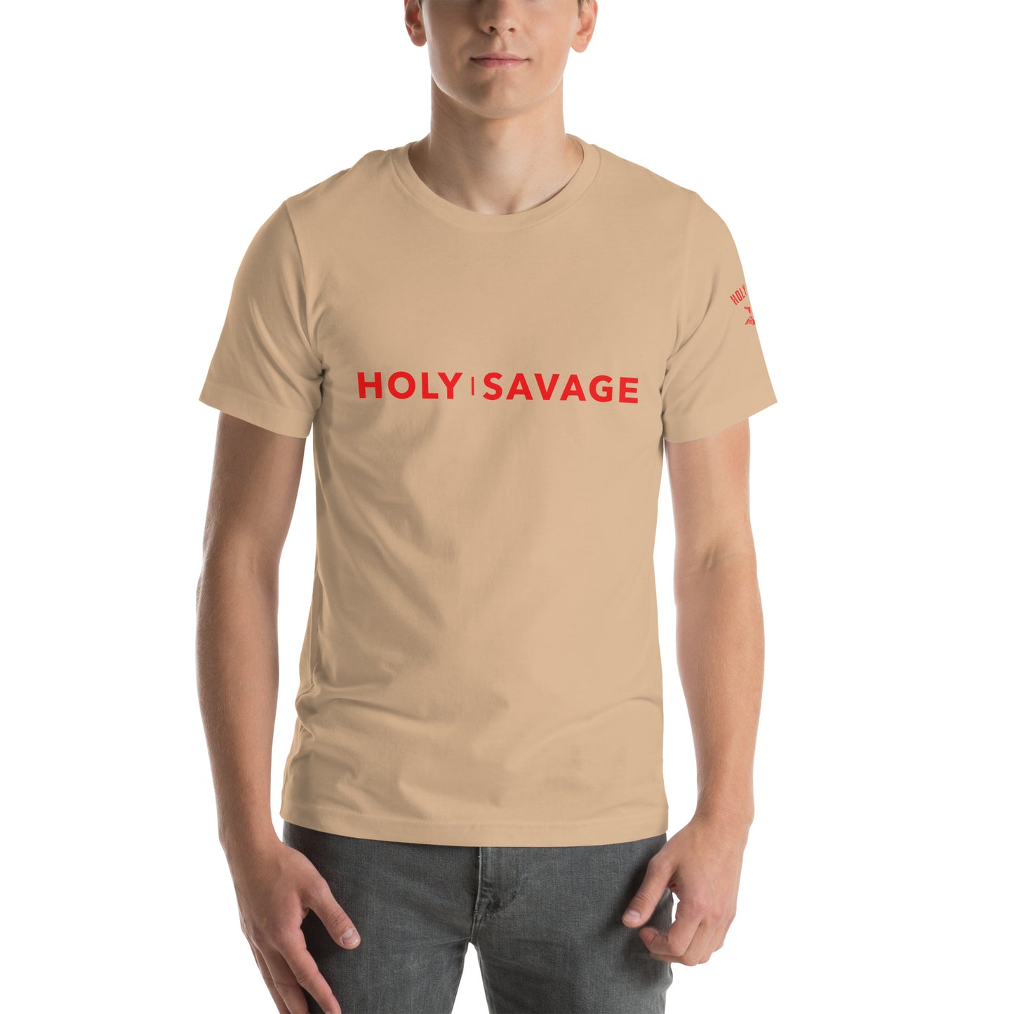 Graphic Tee Premium Comfort - Minimalist Red “Holy Savage” Design