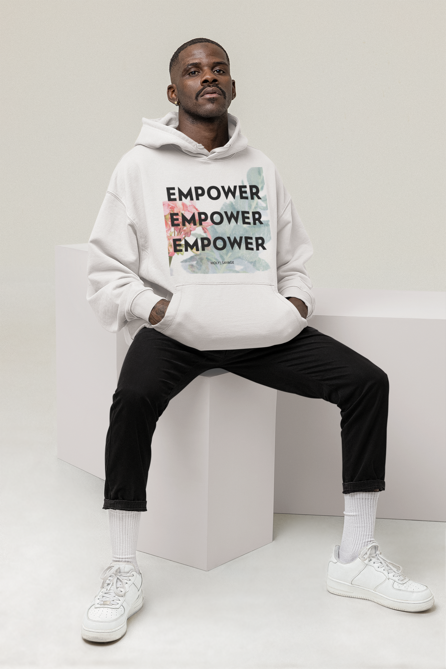 Graphic Premium Comfort Hoodie - Conscious “Empower” Floral Design by Holy Savage