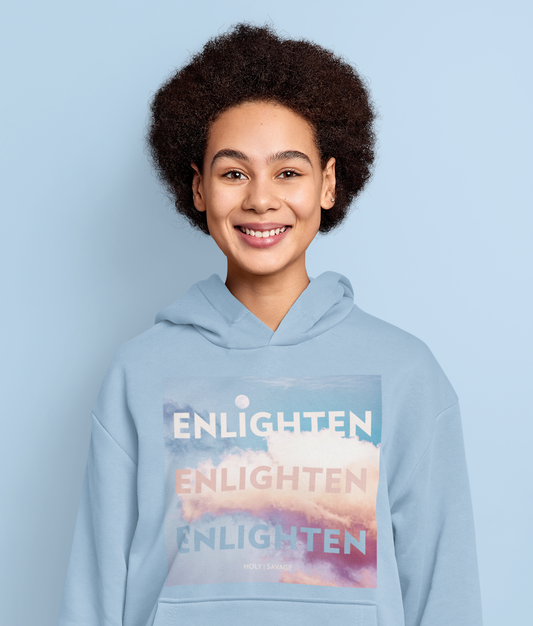 Graphic Premium Comfort Hoodie - Conscious “Enlighten” Cotton Candy Sky Design by Holy Savage