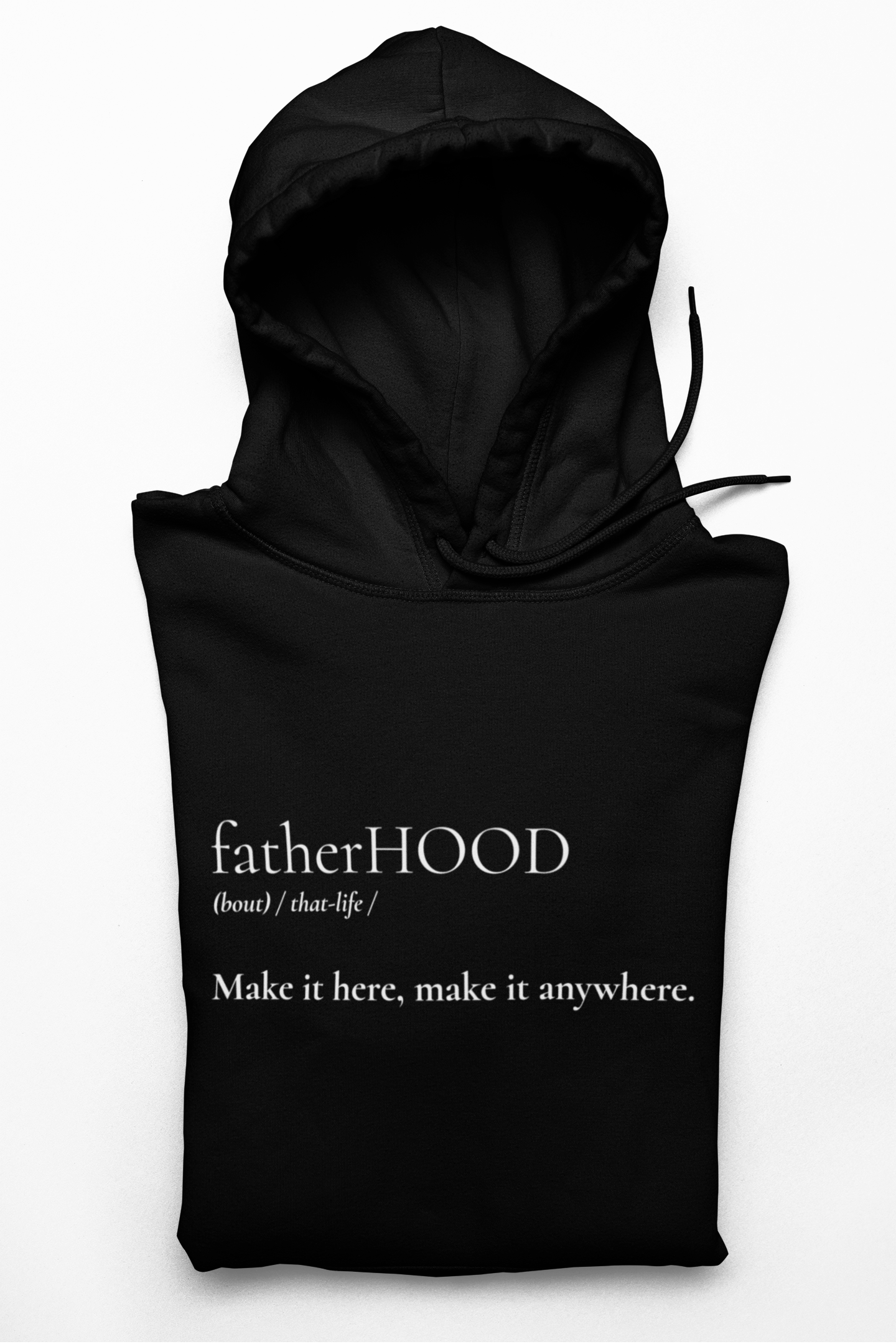 Graphic Premium Comfort Dad’s Hoodie - Minimalist “FatherHOOD”design by Holy Savage