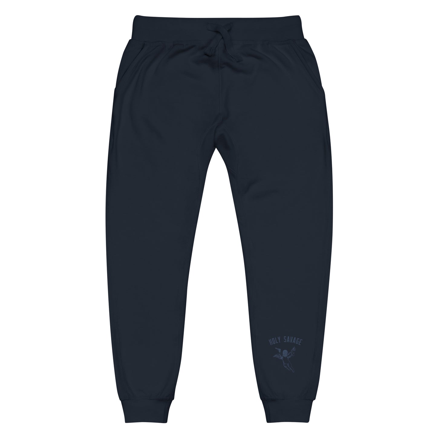 Fleece Lined Joggers Sweatpants Premium Comfort - Deep Blue Monochrome “Holy Savage” Design