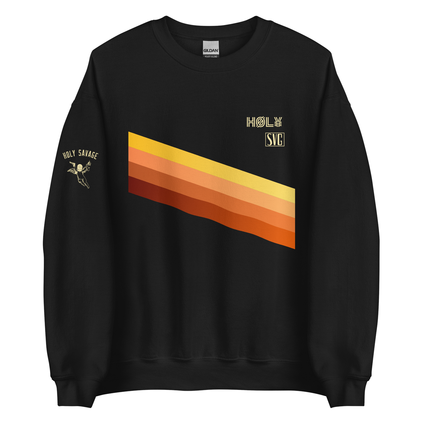 Comfy Black Crewneck Sweatshirt - Urban Fall Fashion - Vintage Ombré - Holy Savage