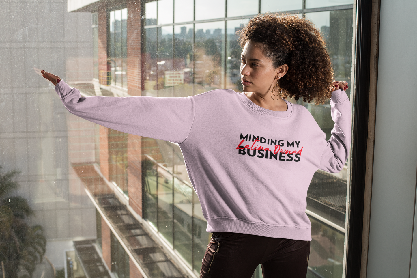 Cute comfy premium sweater - Minding my Latina owned business red - Holy Savage